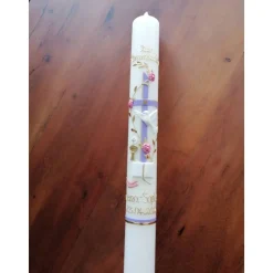 Kreuz Taufkerze Kommunionkerze Mädchen Blumenranke Taube Kelch klassisch Farbwünsche auch für Jungen möglich Kommunionsk