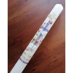 Kreuz Taufkerze Kommunionkerze Mädchen Blumenranke Taube Kelch klassisch Farbwünsche auch für Jungen möglich Kommunionsk