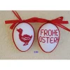 Kreuzstich Osterei Handarbeit gestickt  Oster Motiv   9cm, rot weiß,