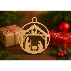 Krippenszene Geschenkanhänger & Christbaumanhänger aus Holz – Weihnachtsanhänger aus Birkensperrholz, lasergeschnitten