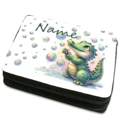 Krokodil Federmäppchen inkl. Inhalt mit Name / personalisierbar