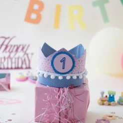 Krone für den Kindergeburtstag, Kindergeburtstagskrone, Geburtstagskrone mit Zahlen, Krone mit Bommeln