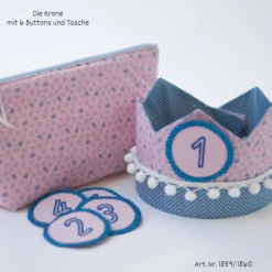 Krone für den Kindergeburtstag, Kindergeburtstagskrone, Geburtstagskrone mit Zahlen, Krone mit Bommeln