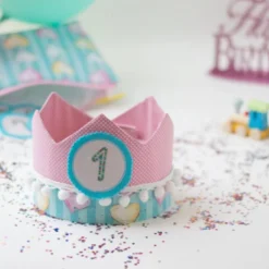 Krone für den Kindergeburtstag, Geburtstagskrone, Kindergeburtstag Krone, Krone für Mädchen, Herzen, Bommeln