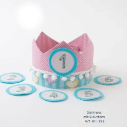Krone für den Kindergeburtstag, Geburtstagskrone, Kindergeburtstag Krone, Krone für Mädchen, Herzen, Bommeln