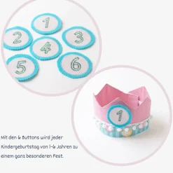 Krone für den Kindergeburtstag, Geburtstagskrone, Kindergeburtstag Krone, Krone für Mädchen, Herzen, Bommeln