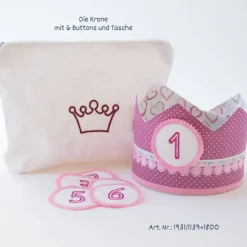 Krone für den Kindergeburtstag, Geburtstagskrone mit Zahlen, Krone mit Zahlen, Erster Geburtstag, Geschenk