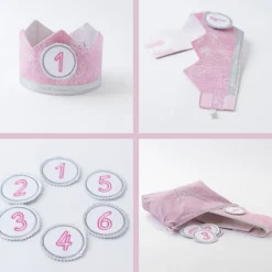 Krone für den Kindergeburtstag, Kindergeburtstagskrone, Geburtstagskrone mit Zahlen,  Stoffkrone, Kinderkrone