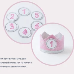 Krone für den Kindergeburtstag, Kindergeburtstagskrone, Geburtstagskrone mit Zahlen,  Stoffkrone, Kinderkrone