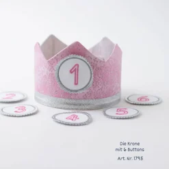 Krone für den Kindergeburtstag, Kindergeburtstagskrone, Geburtstagskrone mit Zahlen,  Stoffkrone, Kinderkrone