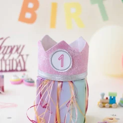 Krone für den Kindergeburtstag, Kindergeburtstagskrone, Geburtstagskrone mit Zahlen,  Stoffkrone, Kinderkrone