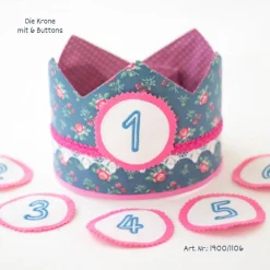 Krone für Kindergeburtstag, Geburtstagskrone mit Zahlen, Krone mit Zahlen, Stoffkrone für Geburtstagsfeiern