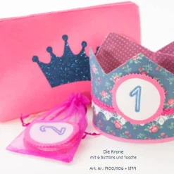 Krone für Kindergeburtstag, Geburtstagskrone mit Zahlen, Krone mit Zahlen, Stoffkrone für Geburtstagsfeiern