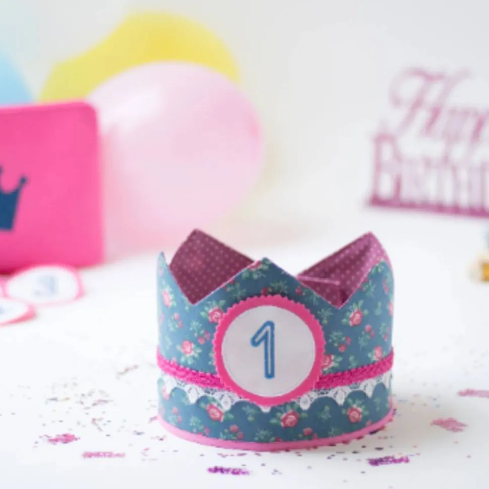 Krone für Kindergeburtstag, Geburtstagskrone mit Zahlen, Krone mit Zahlen, Stoffkrone für Geburtstagsfeiern