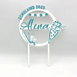Kuchen Topper zur Einschulung - personalisiert mit Namen & Jahr