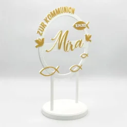 Kuchen Topper zur Kommunion - personalisiert mit Farbe, Name & Datum