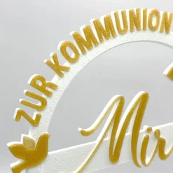 Kuchen Topper zur Kommunion - personalisiert mit Farbe, Name & Datum