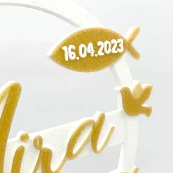 Kuchen Topper zur Kommunion - personalisiert mit Farbe, Name & Datum