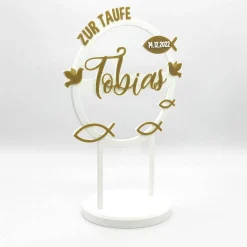 Kuchen Topper zur Taufe - personalisiert mit Farbe, Name & Datum
