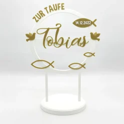 Kuchen Topper zur Taufe - personalisiert mit Farbe, Name & Datum