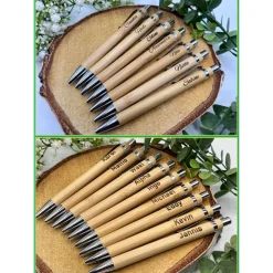 Kugelschreiber aus Bambusholz / gelasert mit Namen / individuell / Muttertag / Geschenk / Mitbringsel / Personalisiert
