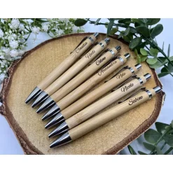 Kugelschreiber aus Bambusholz / gelasert mit Namen / individuell / Muttertag / Geschenk / Mitbringsel / Personalisiert