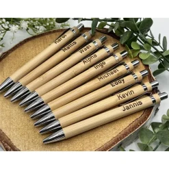 Kugelschreiber aus Bambusholz / gelasert mit Namen / individuell / Muttertag / Geschenk / Mitbringsel / Personalisiert
