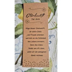 Kugelschreiber Holz Glücksstift personalisiert mit Karte & Organza Säckchen – Geschenkidee