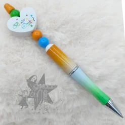 Kugelschreiber in grün / orange / blau - Bester Onkel - Motiv Herz -   incl. Ersatzmine