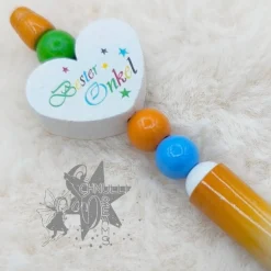 Kugelschreiber in grün / orange / blau - Bester Onkel - Motiv Herz -   incl. Ersatzmine