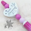 Kugelschreiber in pink / weiß / gelb - Beste Patentante  - Motivherz -   incl. Ersatzmine