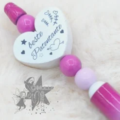 Kugelschreiber in pink / weiß / gelb - Beste Patentante  - Motivherz -   incl. Ersatzmine