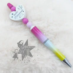 Kugelschreiber in pink / weiß / gelb - Beste Patentante  - Motivherz -   incl. Ersatzmine