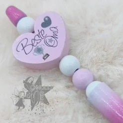 Kugelschreiber in rosa  / weiß - Beste Oma - Motivherz -   incl. Ersatzmine