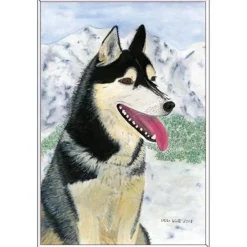Kunst–Doppelkarte - „Husky“ - bewusst ohne Textvorgabe - Design Ulrike Kröll.