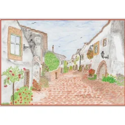 Kunst–Doppelkarte - „Lagos / Portugal“ - bewusst ohne Textvorgabe - Design  Ulrike Kröll.