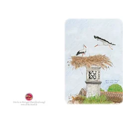 Kunst–Doppelkarte - „Störche in Faro“ - bewusst ohne Textvorgabe - Design  Ulrike Kröll.