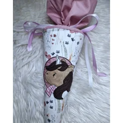 Kurzfristig lieferbar - Geschwister Schultüte, 35 cm groß, mit Einhorn Stickerei