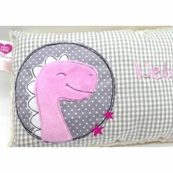 Kuschelkissen Dino Dinosaurier Wunschnamen Taufkissen Geburtskissen - Schmusekissen Kissen mit Namen