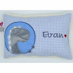Kuschelkissen Dino Dinosaurier Wunschnamen Taufkissen Geburtskissen - Schmusekissen Kissen mit Namen