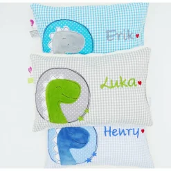 Kuschelkissen Dino Dinosaurier Wunschnamen Taufkissen Geburtskissen - Schmusekissen Kissen mit Namen