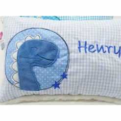 Kuschelkissen Dino Dinosaurier Wunschnamen Taufkissen Geburtskissen - Schmusekissen Kissen mit Namen