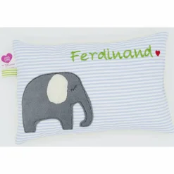 Kuschelkissen Elefant Elefanten Wunschnamen Taufkissen Geburtskissen - Schmusekissen Kissen mit Namen