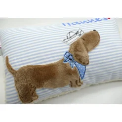 Kuschelkissen  Hund Dackel Teckel Ahoi  Wunschnamen Taufkissen Geburtskissen - Schmusekissen Kissen mit Namen