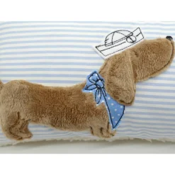 Kuschelkissen  Hund Dackel Teckel Ahoi  Wunschnamen Taufkissen Geburtskissen - Schmusekissen Kissen mit Namen