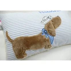 Kuschelkissen  Hund Dackel Teckel Ahoi  Wunschnamen Taufkissen Geburtskissen - Schmusekissen Kissen mit Namen