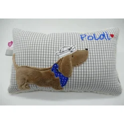 Kuschelkissen  Hund Dackel Teckel Ahoi  Wunschnamen Taufkissen Geburtskissen - Schmusekissen Kissen mit Namen