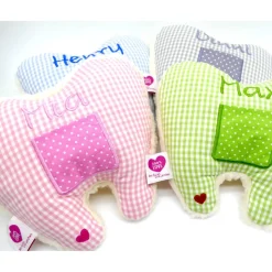 Kuschelkissen  Kleines Zahnfeekissen  Wunscnhnamen Taufkissen Geburtskissen - Schmusekissen Kissen mit Namen