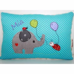 Kuschelkissen mit Name, Elefant & Luftballons