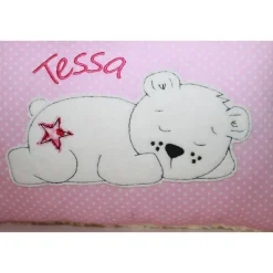 Kuschelkissen, Namenskissen mit süßen Brummbärchen 20x30 cm